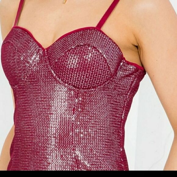 Red Sequin Mini Dress Size L 8-10 NWT - Picture 3 of 3